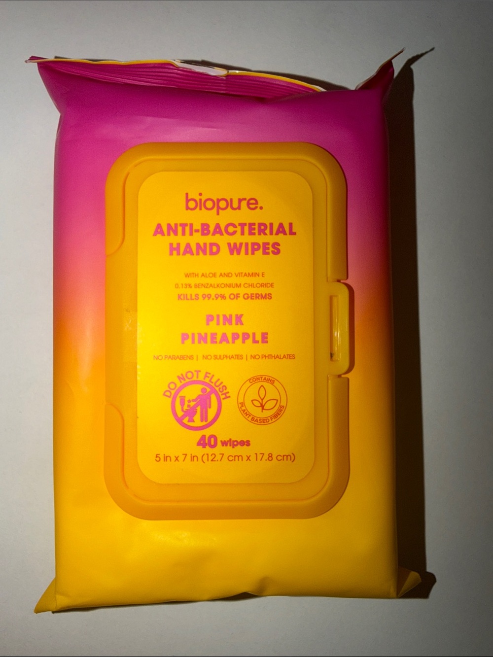 Pink Pineapple Anti-Bacterial Hand Wipes - Pink/Yellow